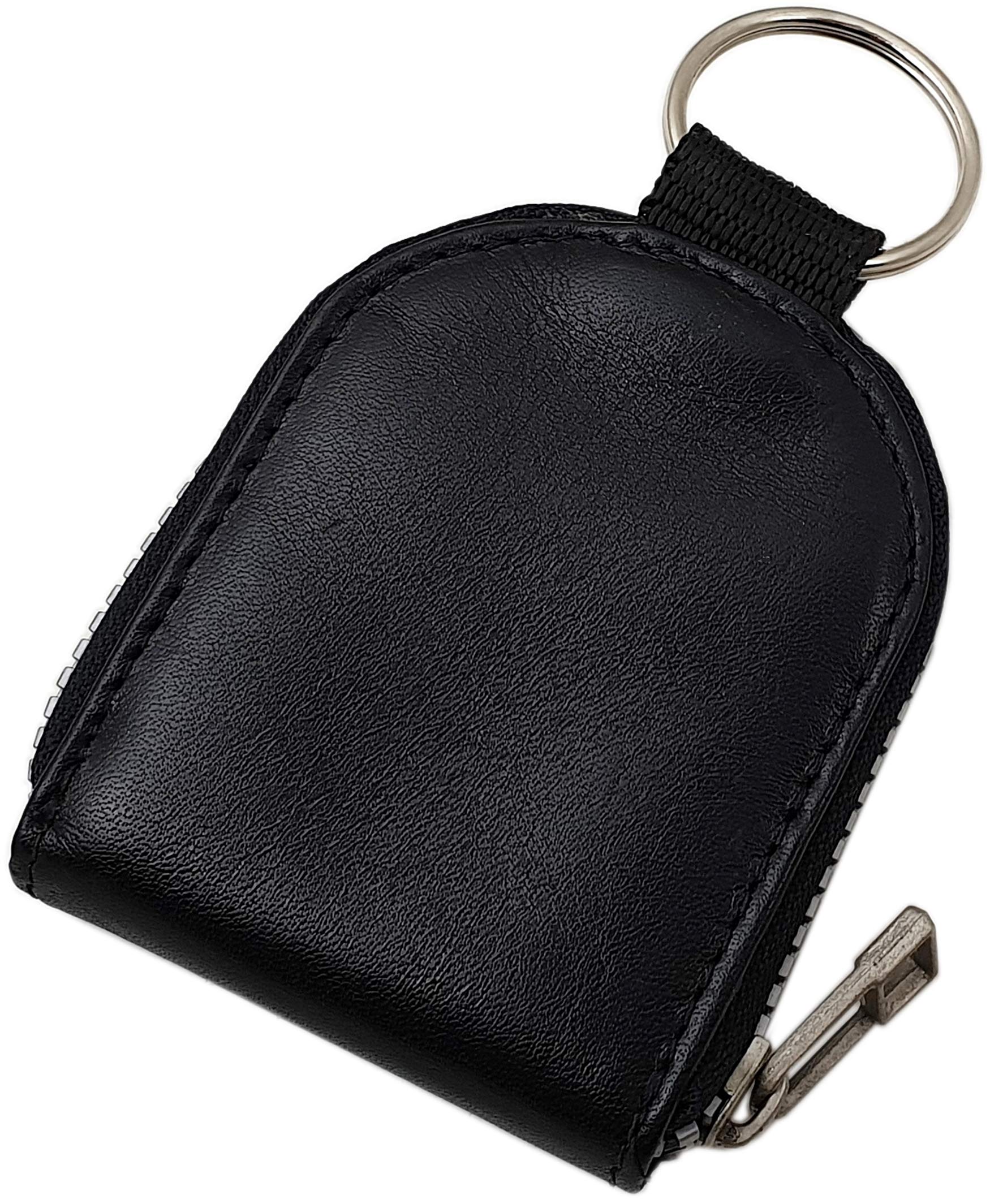myledershop Schlüsseltaschen portachiavi con portamonete nero in pelle bovina