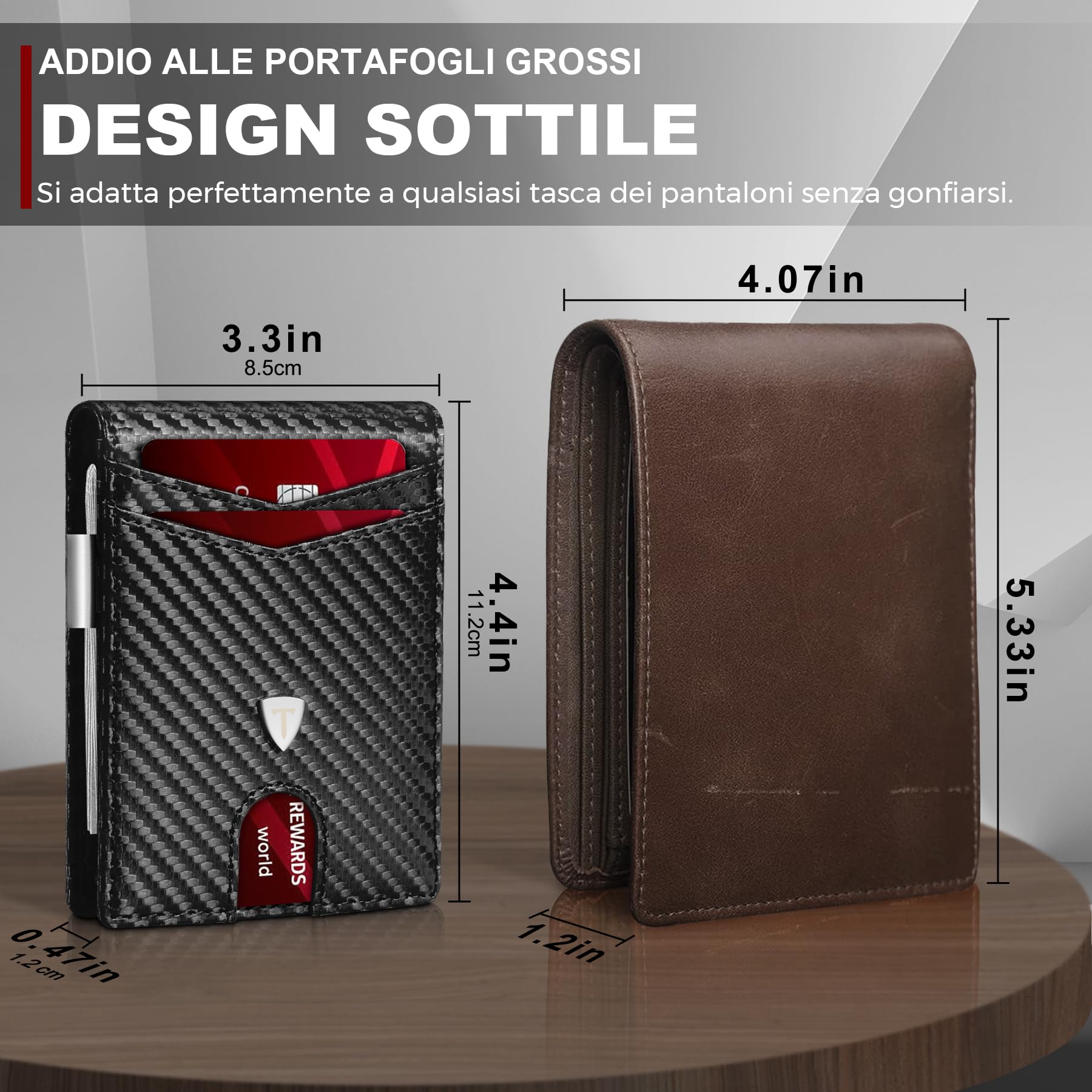 TENBST Card Holder Portafoglio Slim portacarte nero in carbonio RFID