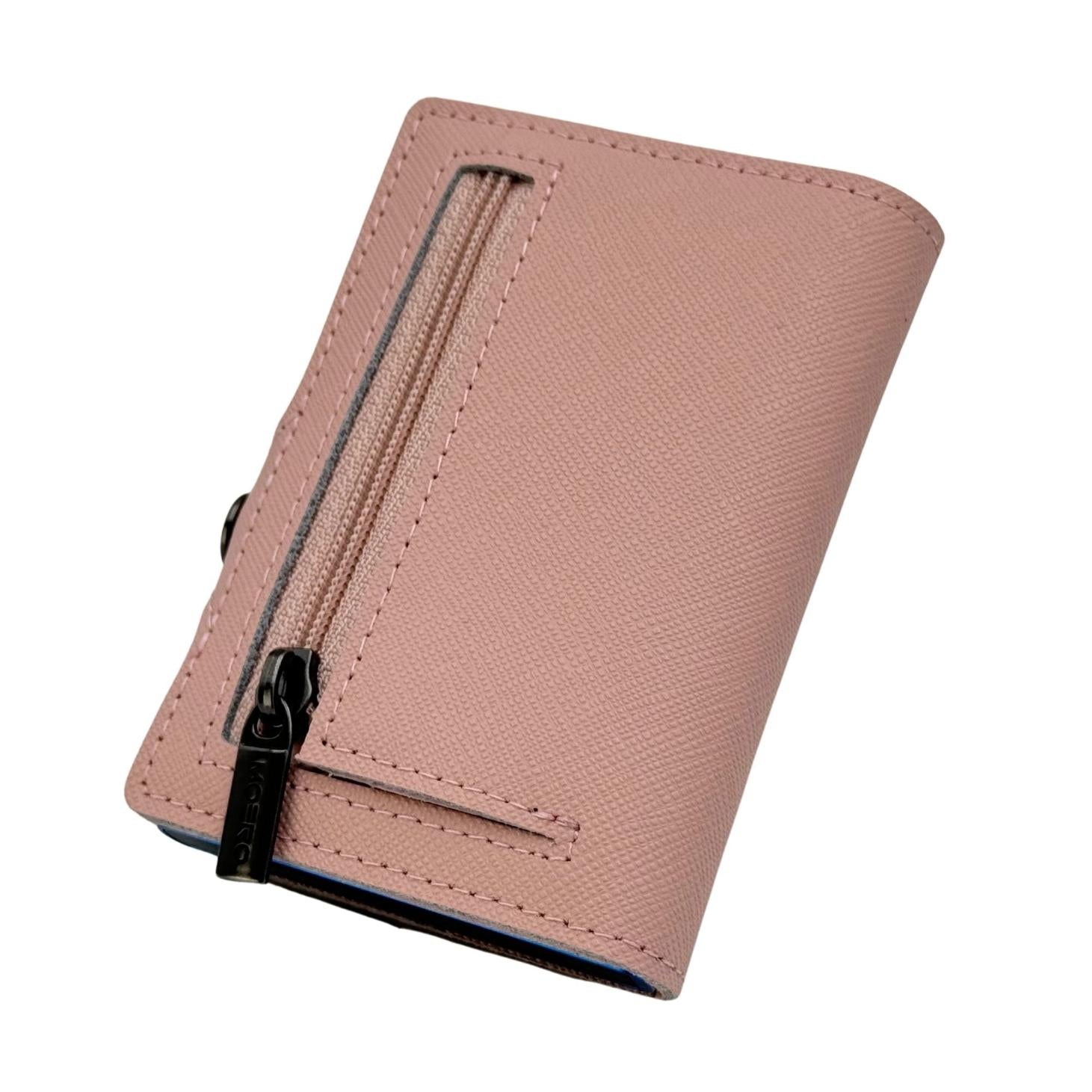 Moero Linea Classic Classic Zip Saffiano portafoglio Rosa RFID antigraffio