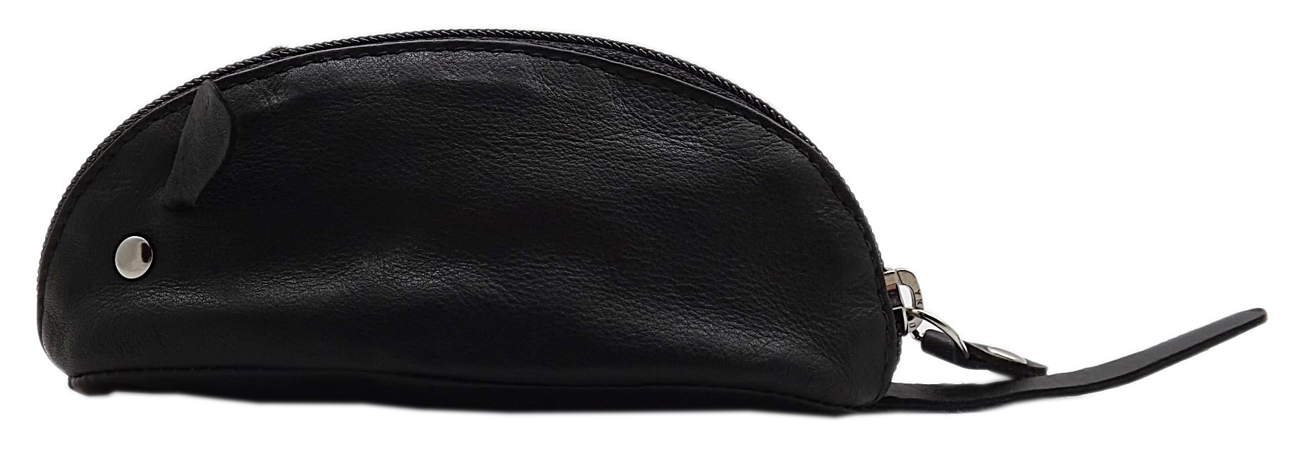 myledershop Schlüsseltaschen portachiavi in pelle nero con cerniera