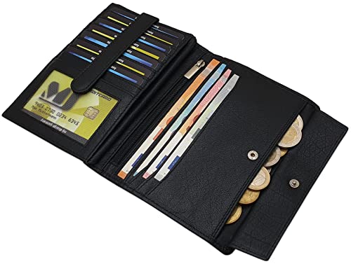 myledershop Herren Geldbörsen portafoglio uomo Nero pelle bufalo RFID NFC