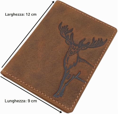 myledershop Ausweismappen porta badge pelle di bufalo marrone RFID