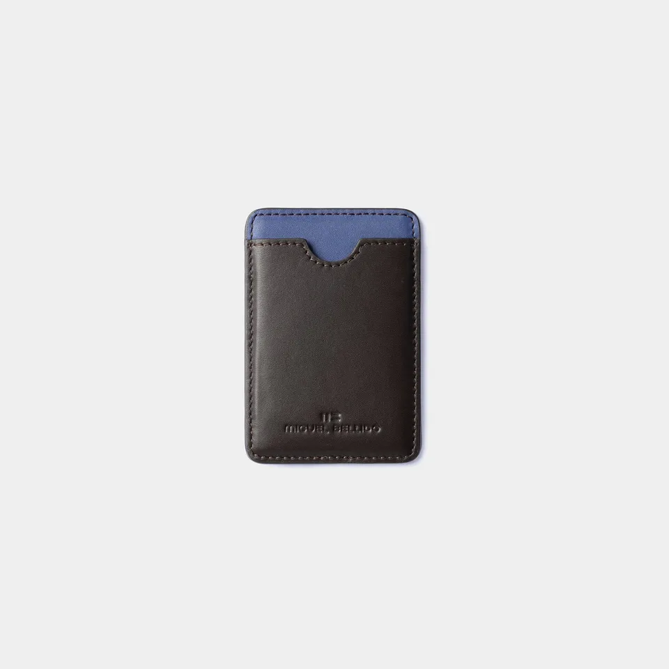 Miguel Bellido Accesorios funcionales Tarjetero magnético de piel porta carte Marrone Oscuro, MagSafe
