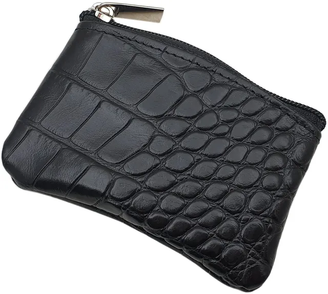 myledershop Schlüsseltaschen portachiavi in pelle di vitello nera con cerniera