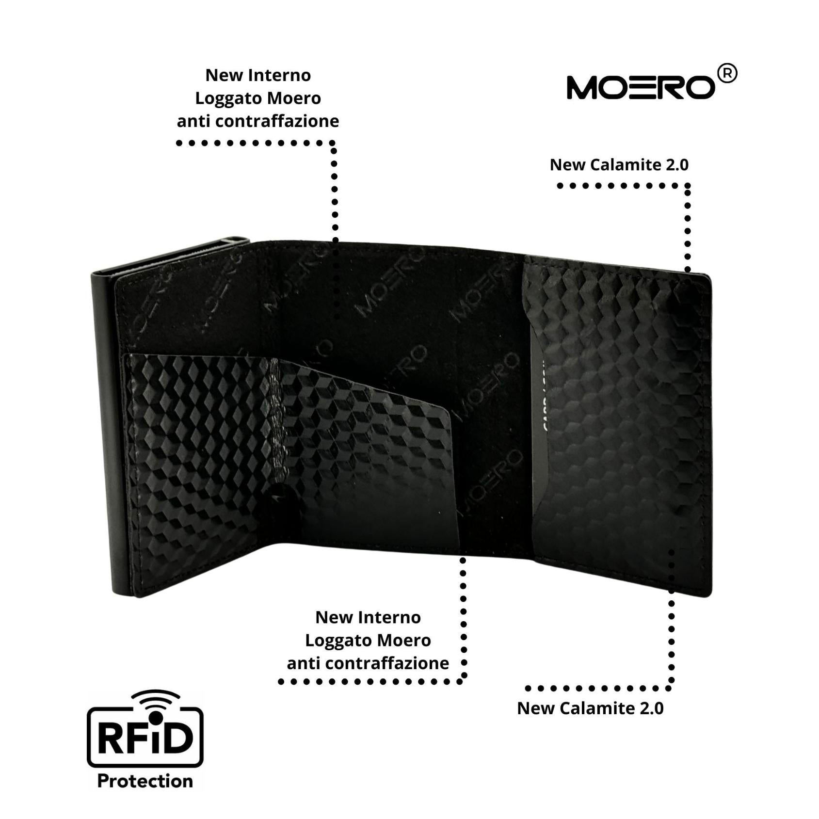 Moero Linea PRO PRO Zip 3D Hologram portafoglio nero RFID