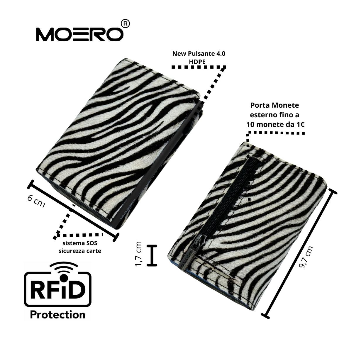 Moero Linea PRO PRO Zip Zebra portafoglio zebrato con portamonete RFID