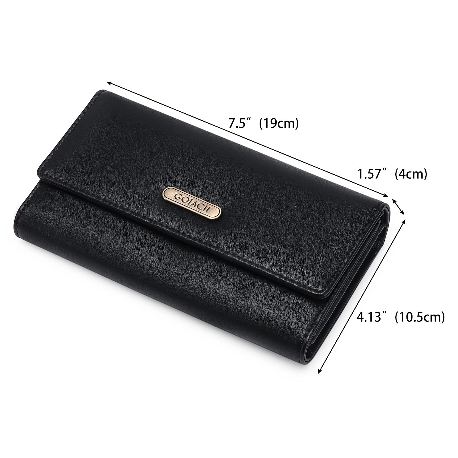 GOIACII WOMEN'S LARGE WALLET portafoglio donna lungo RFID grande nero