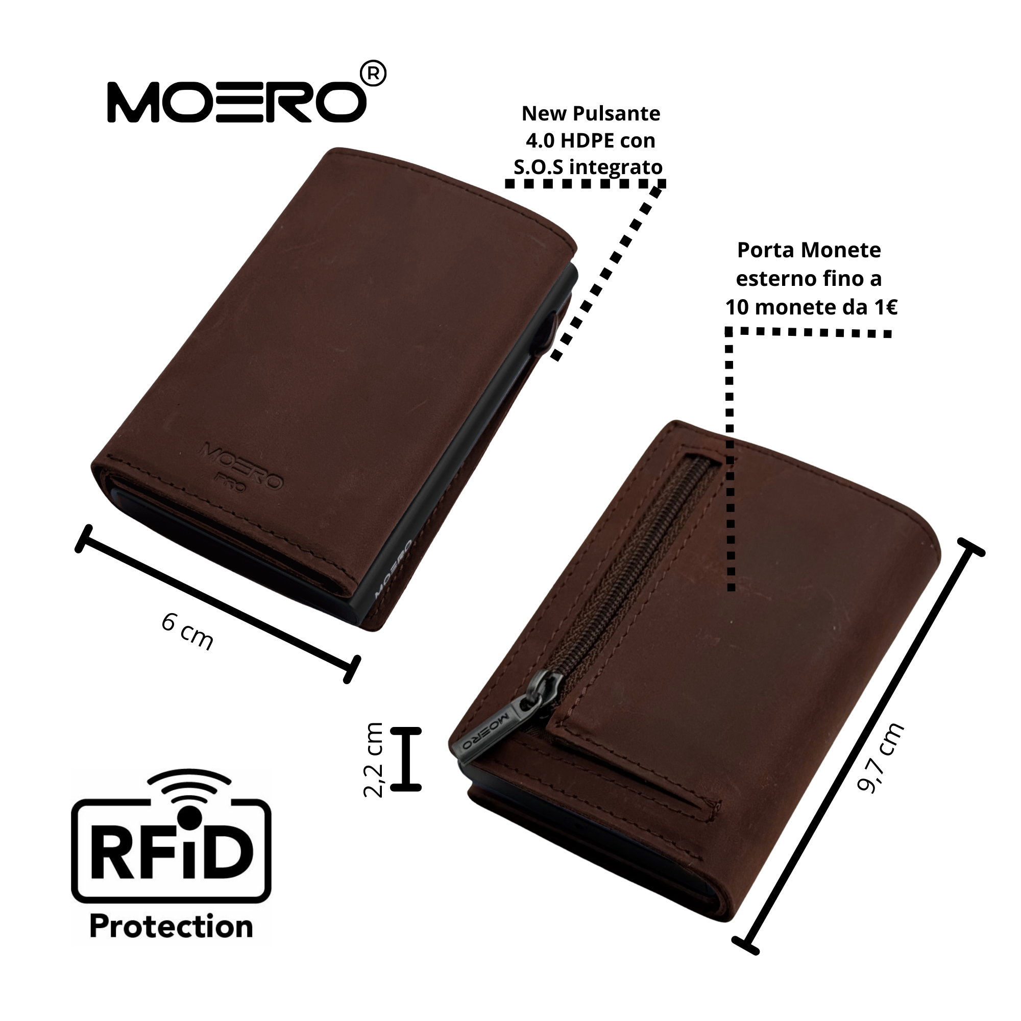 Moero Linea PRO PLUS Zip portafoglio Whisky con portamonete