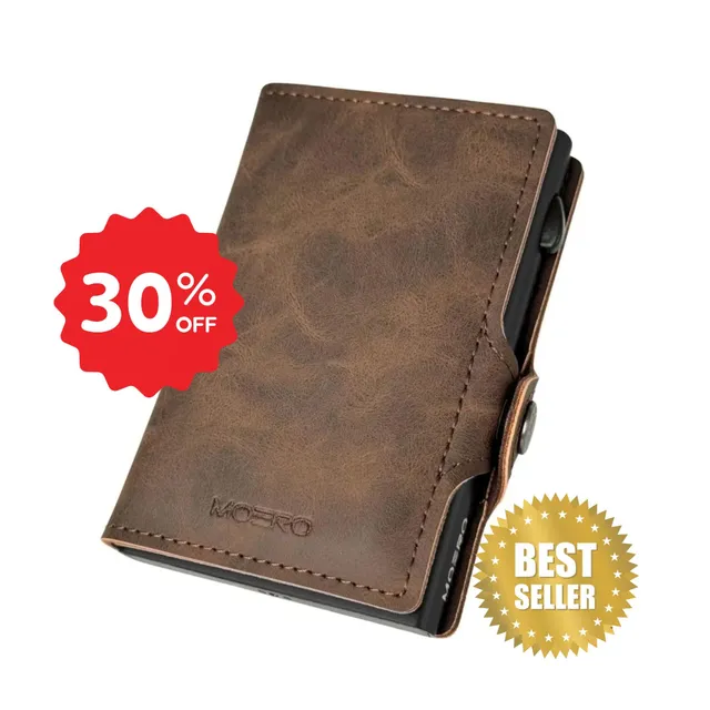 Moero Linea Classic Classic Zip Vintage portafoglio marrone RFID