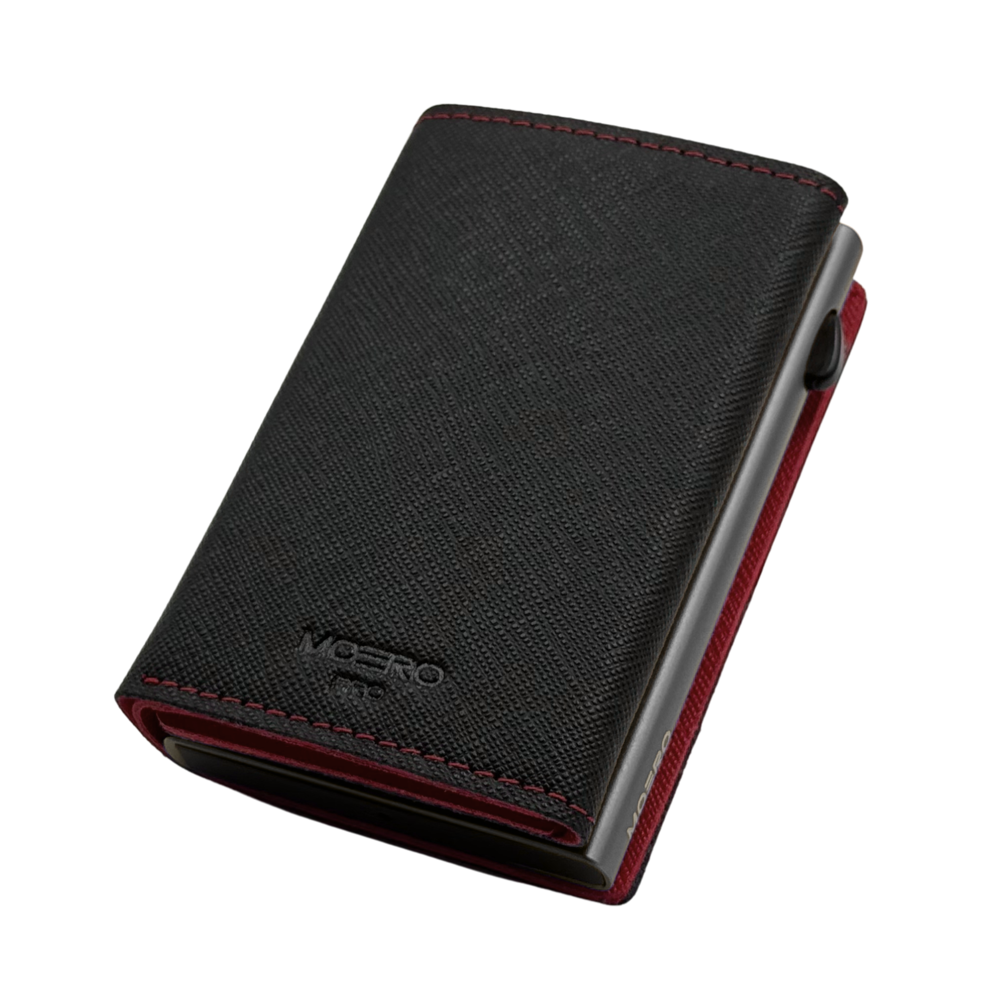 Moero Linea PRO PRO PLUS Zip portafoglio nero rosso RFID con portamonete