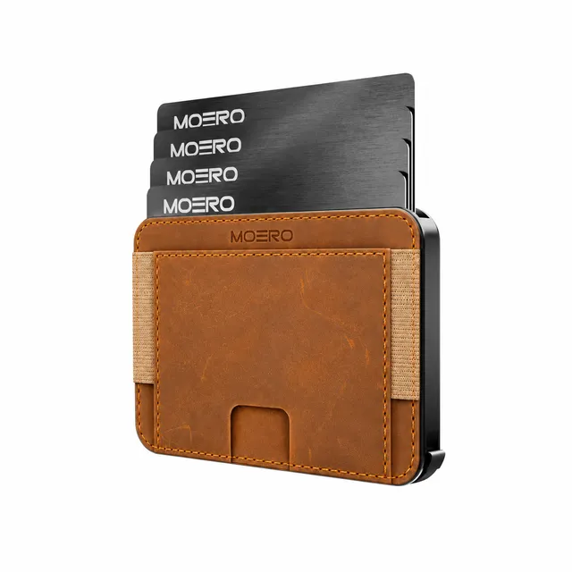 Moero Linea M2 M2 Pro Crazy Horse portafoglio nocciola MagSafe