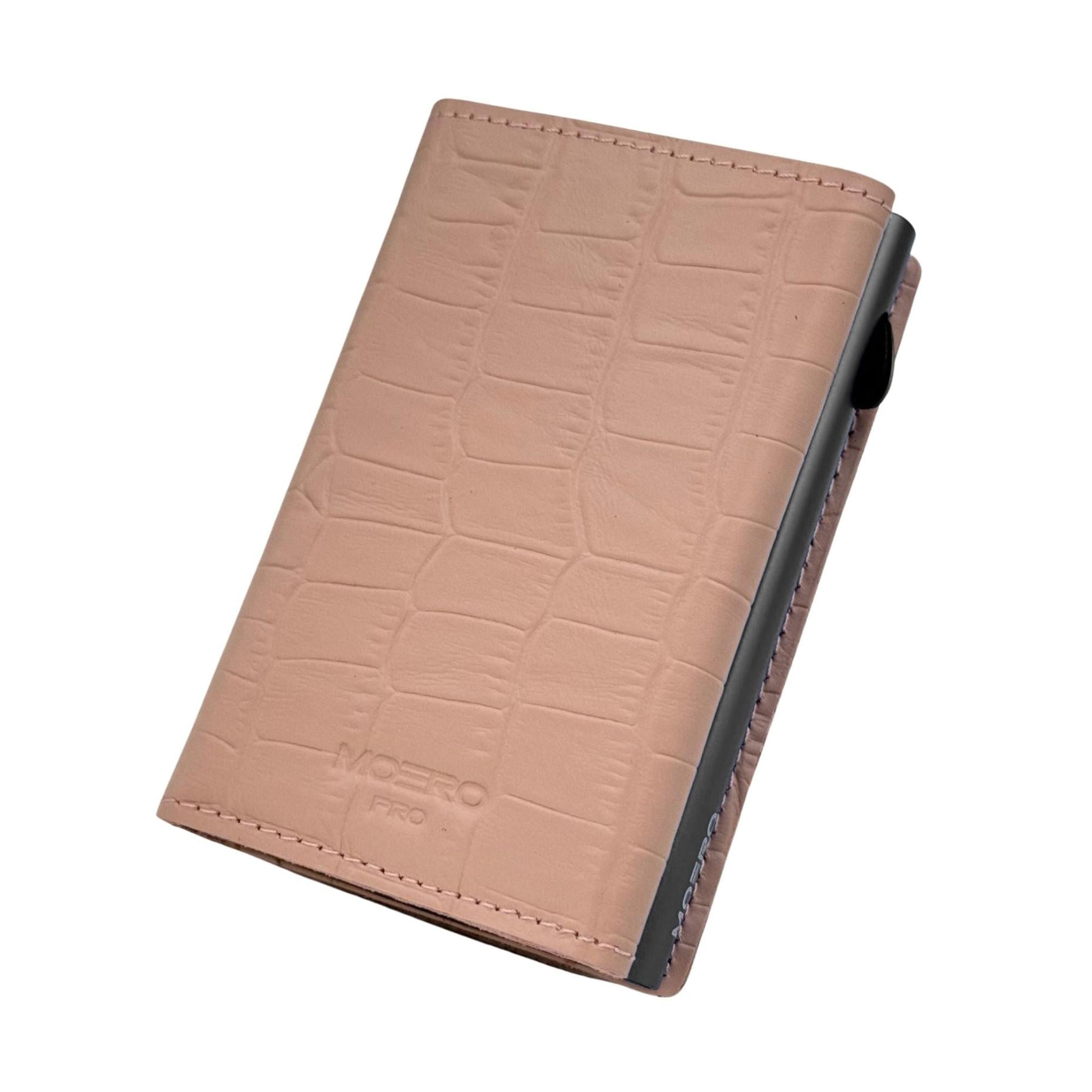 Moero Linea PRO Croco portafoglio rosa RFID effetto coccodrillo
