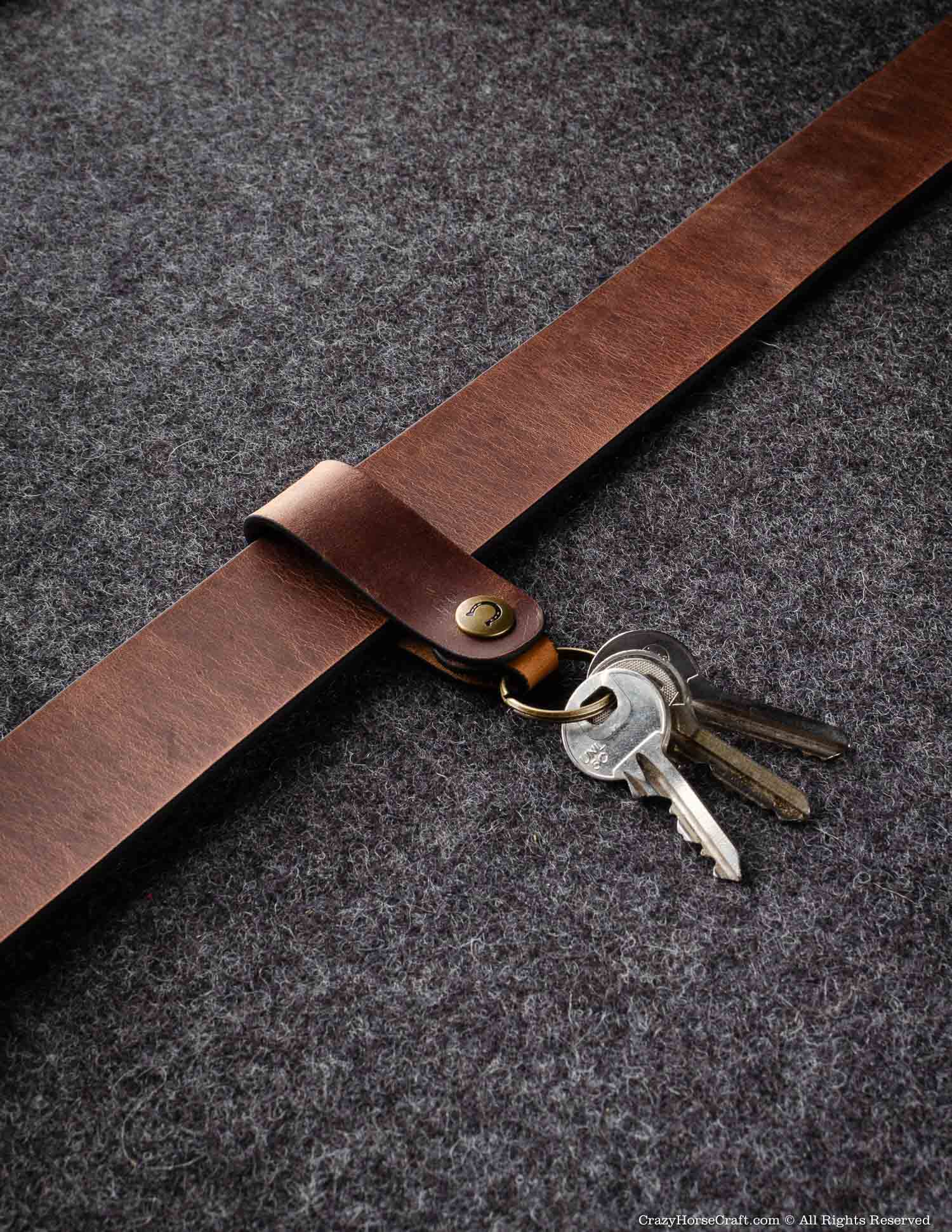 Crazy Horse Craft Key Holders Veg-Tanned Leather Key Fob portachiavi Classic Brown