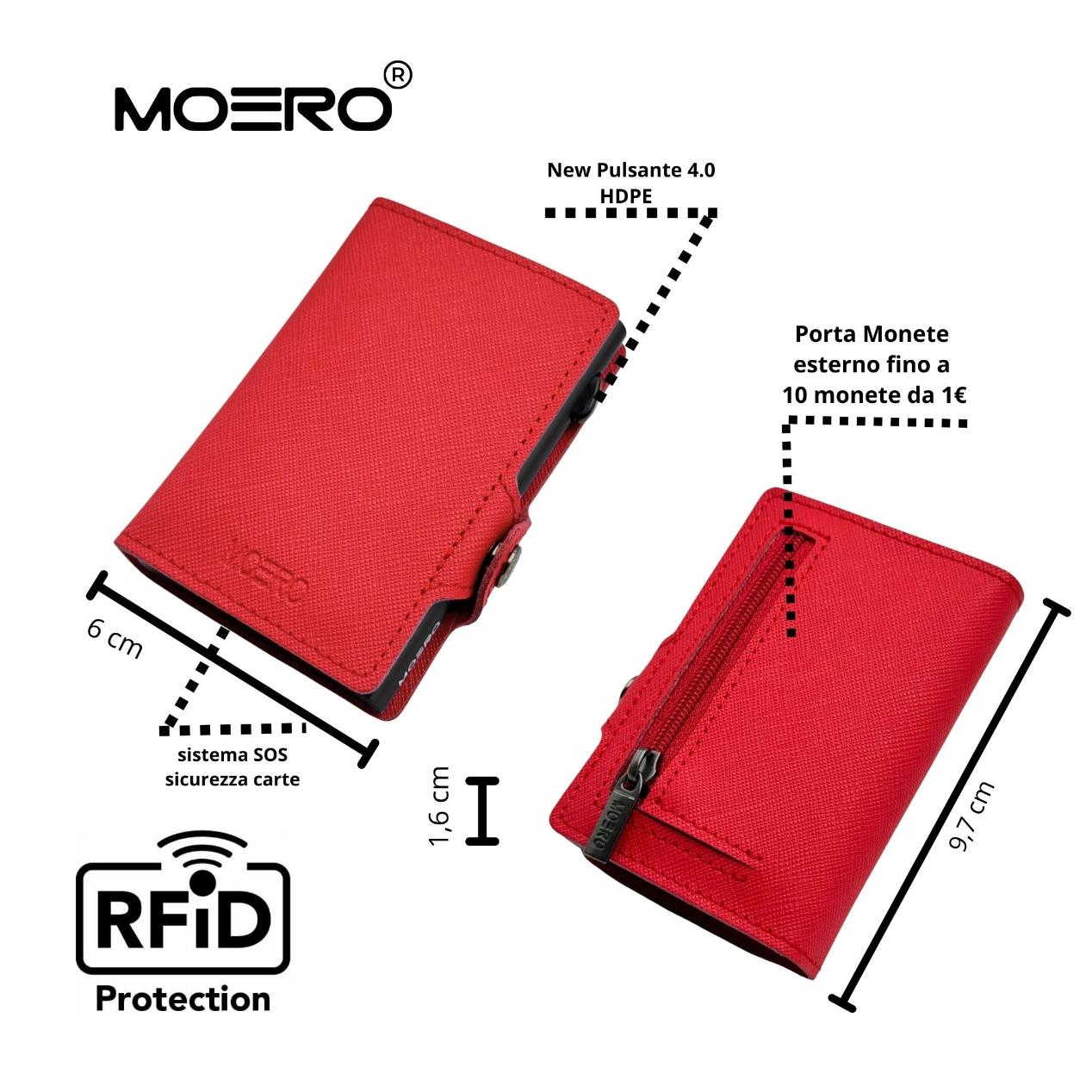 Moero Linea Classic Classic Zip portafoglio rosso con portamonete RFID