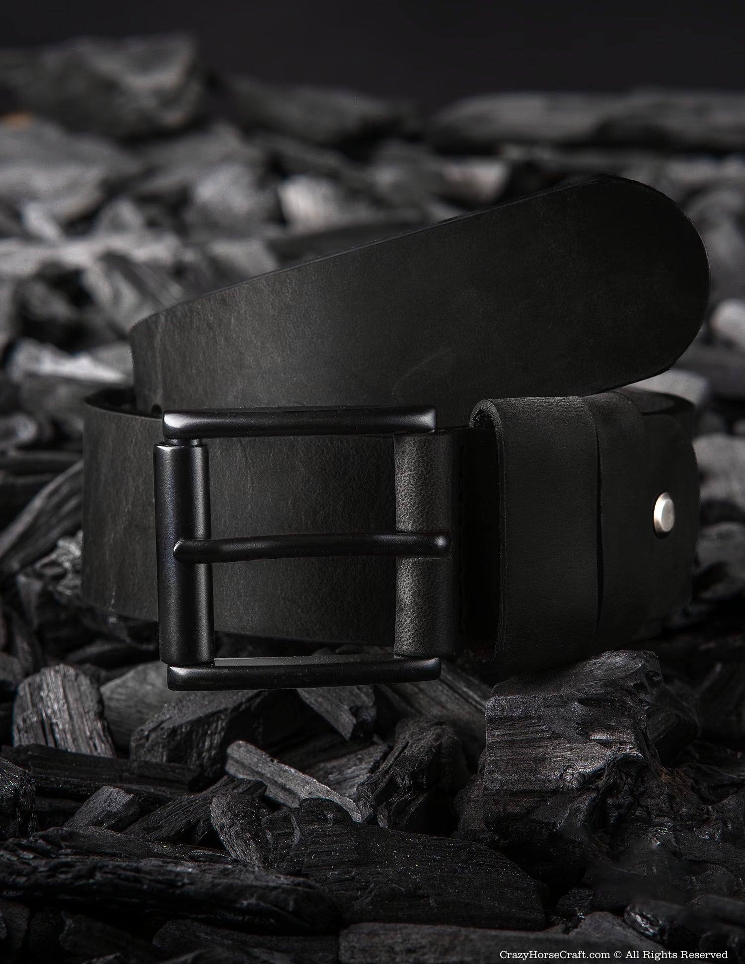 Crazy Horse Craft Belts cintura in pelle nera XS