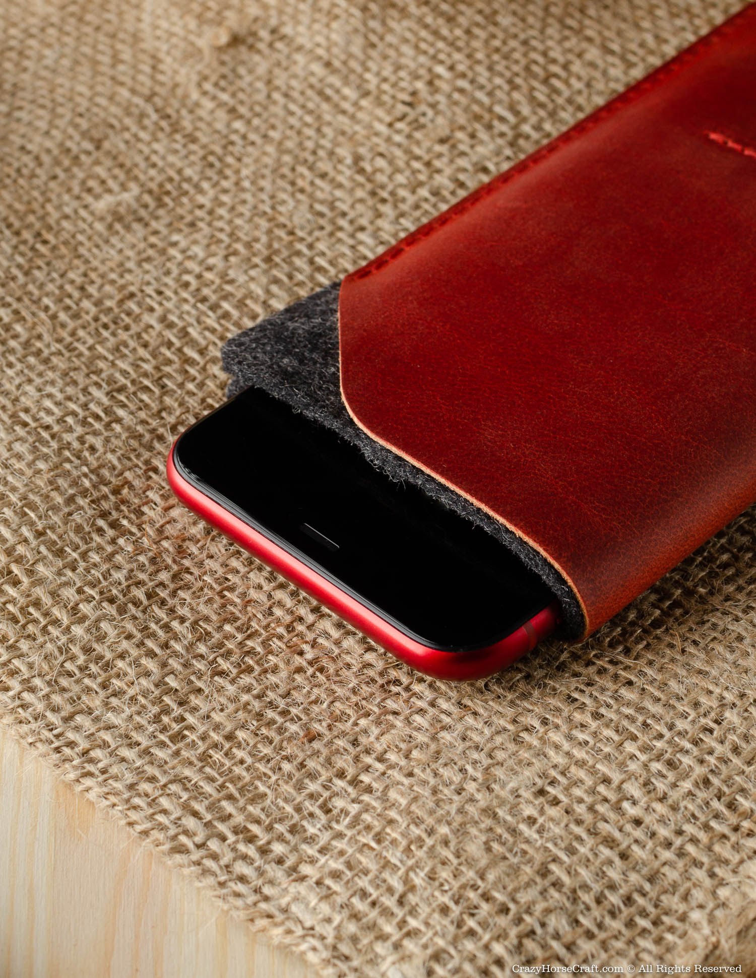 Crazy Horse Craft Phone Cases Leather Phone Case Wallet custodia iPhone Fragola Red