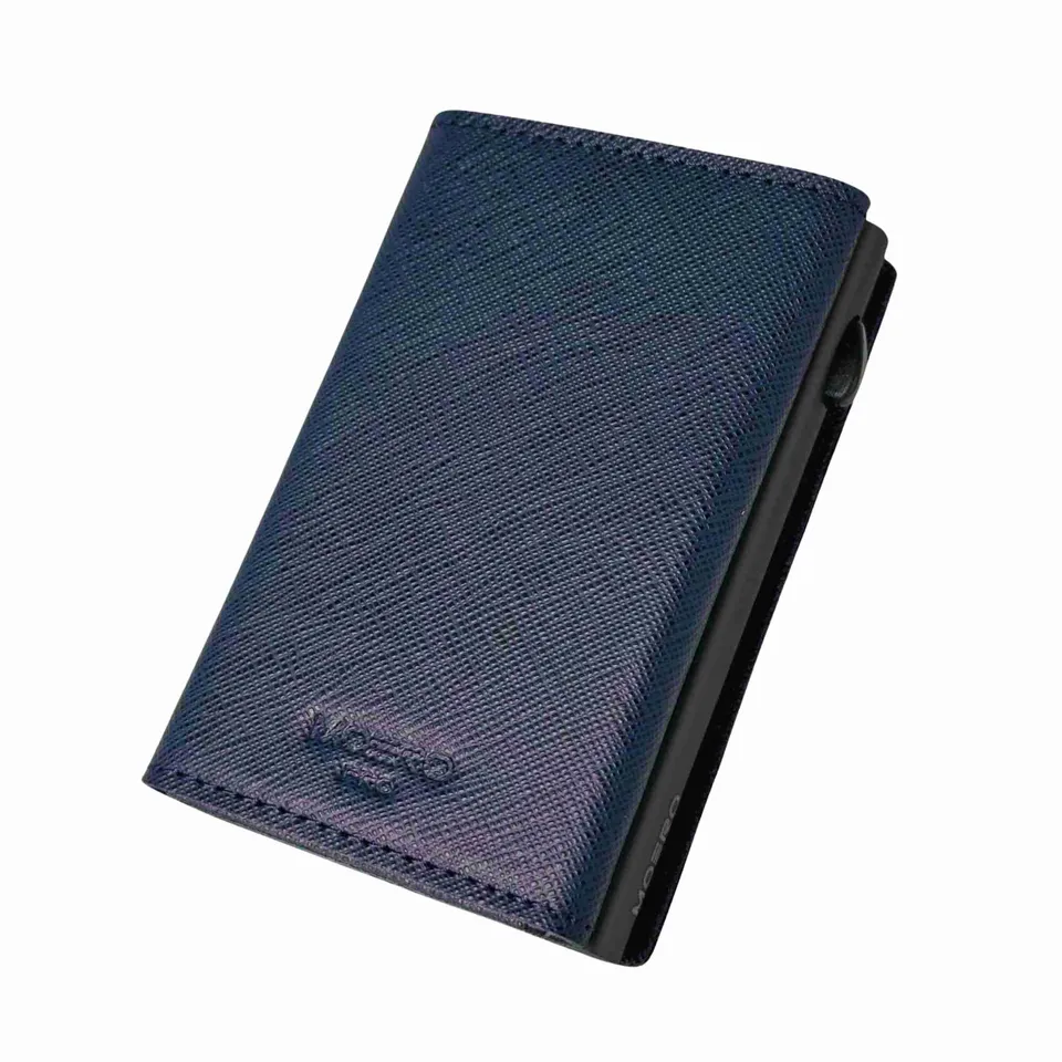 Moero Linea PRO PRO Zip Saffiano portafoglio blu navy RFID