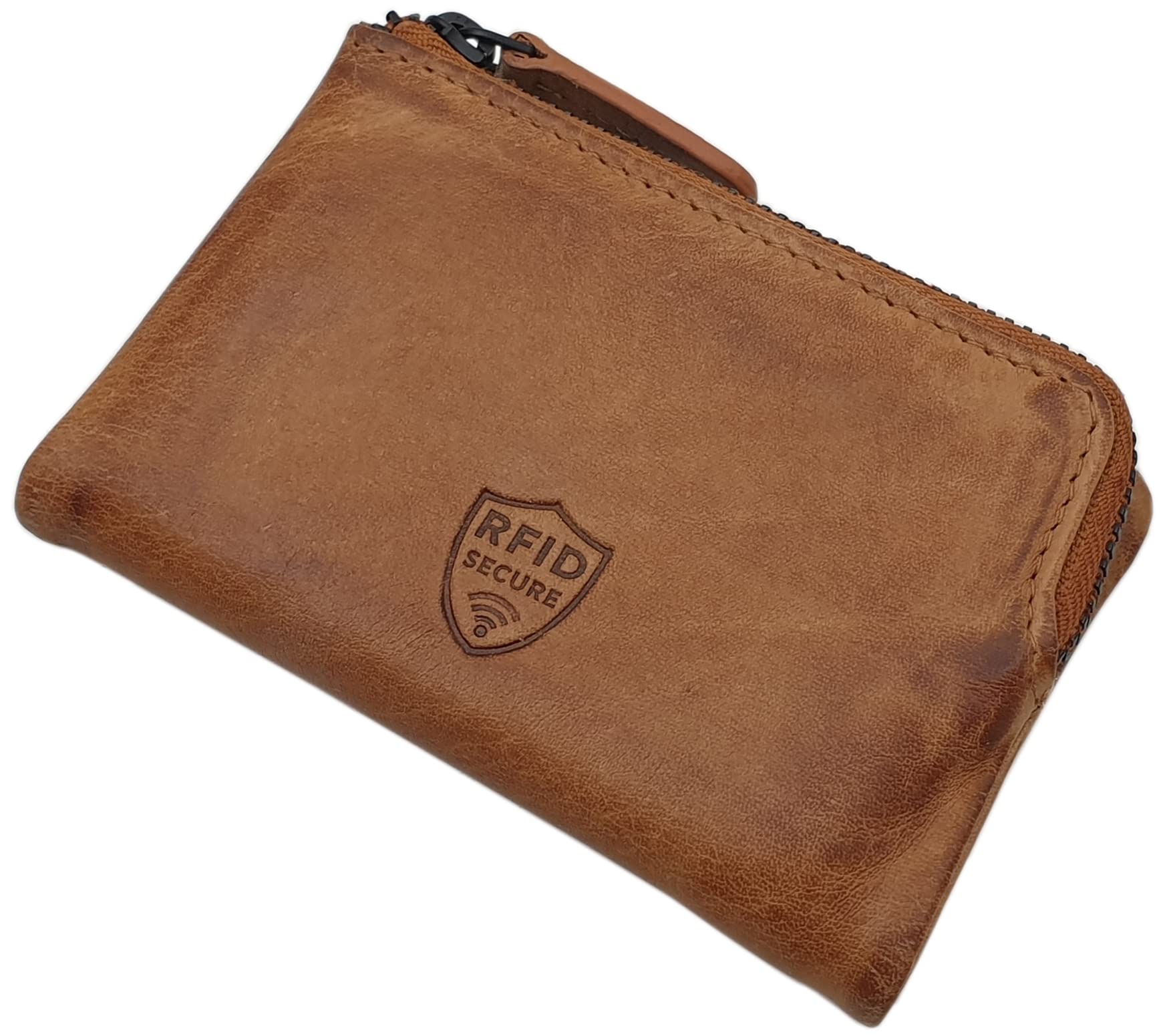 myledershop Herren Geldbörsen portafoglio uomo cognac RFID