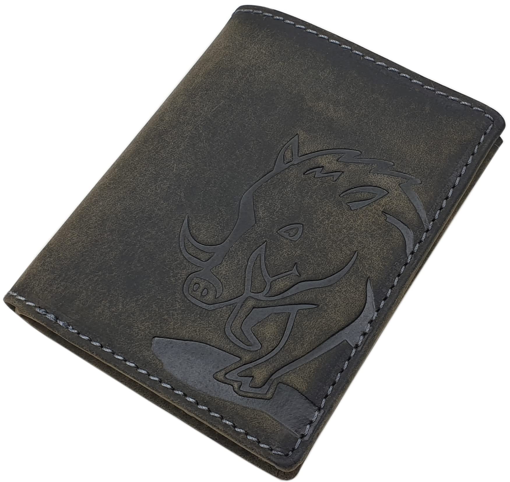 myledershop Herren Geldbörsen Modello 1 portafoglio verticale marrone RFID pelle di bufalo