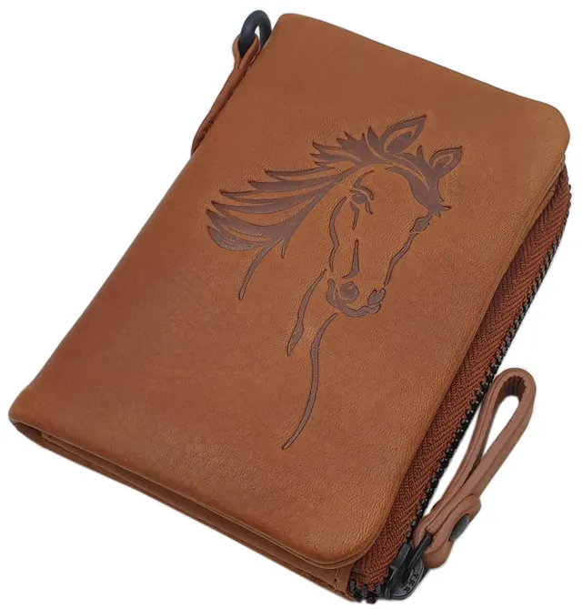myledershop Herren Geldbörsen Portafoglio pelle bovina cognac RFID