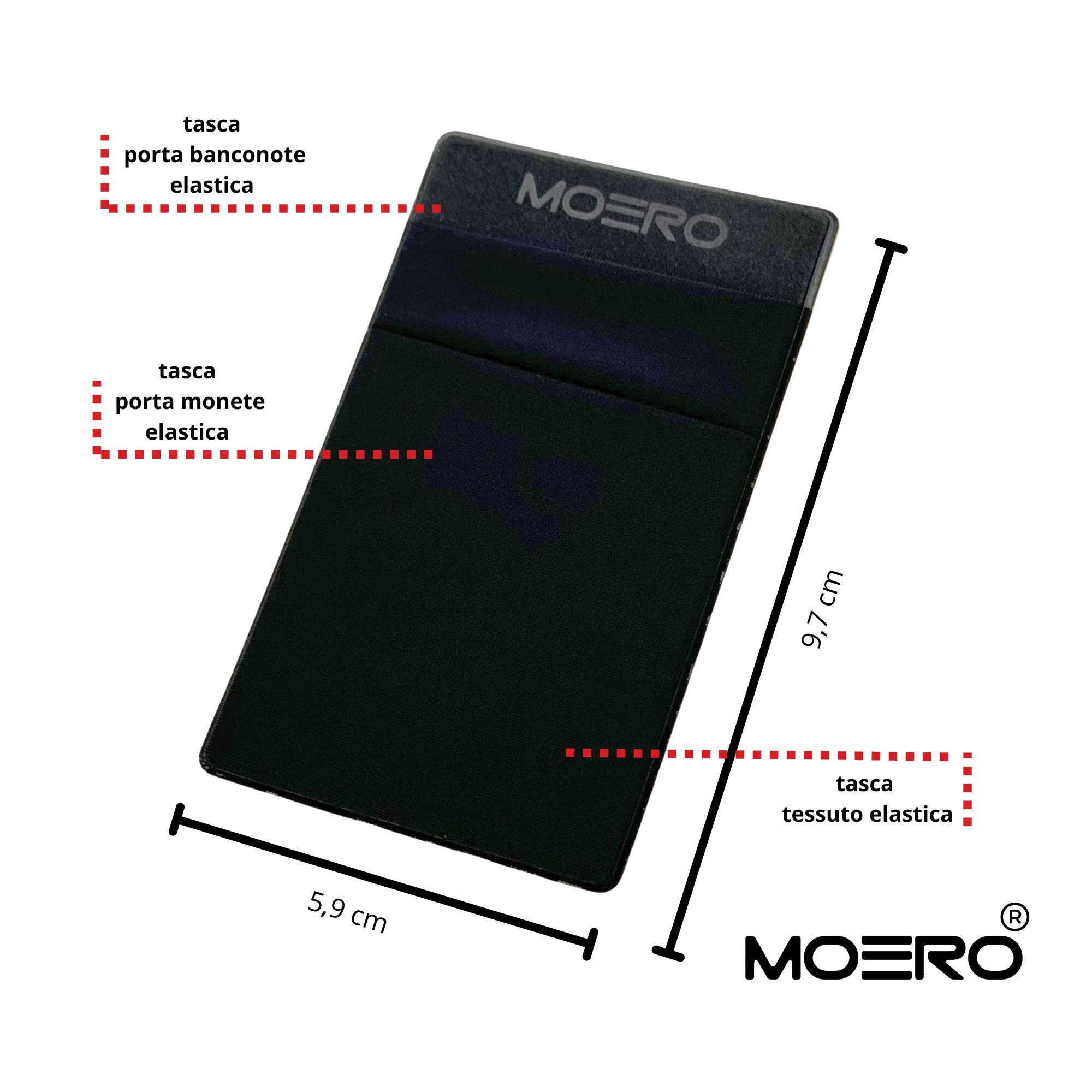 Moero Accessori MagSafe Tasca Elastica Mag2/Mini tasca Nero