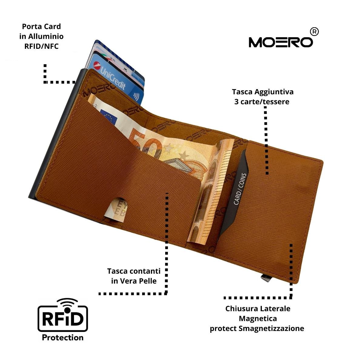 Moero Linea PRO Zip Saffiano portafoglio Ghianda 4.0 RFID