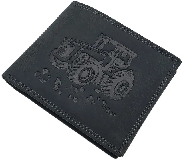myledershop Herren Geldbörsen portafoglio bufalo orizzontale nero RFID