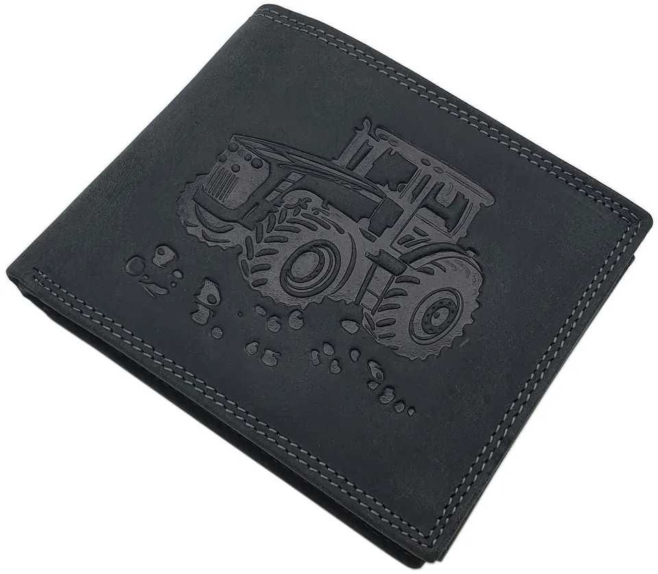 myledershop Herren Geldbörsen portafoglio bufalo orizzontale nero RFID