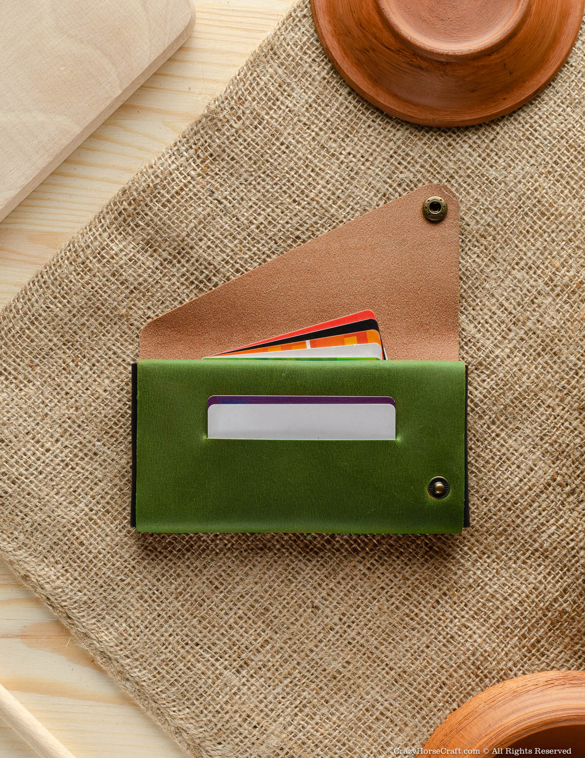 Crazy Horse Craft Minimalist Series custodia portafoglio telefono Alpine Green XL