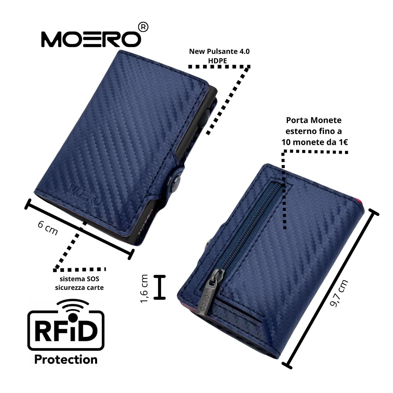 Moero Linea Classic Classic Zip Carbon portafoglio Blu 4.0 RFID
