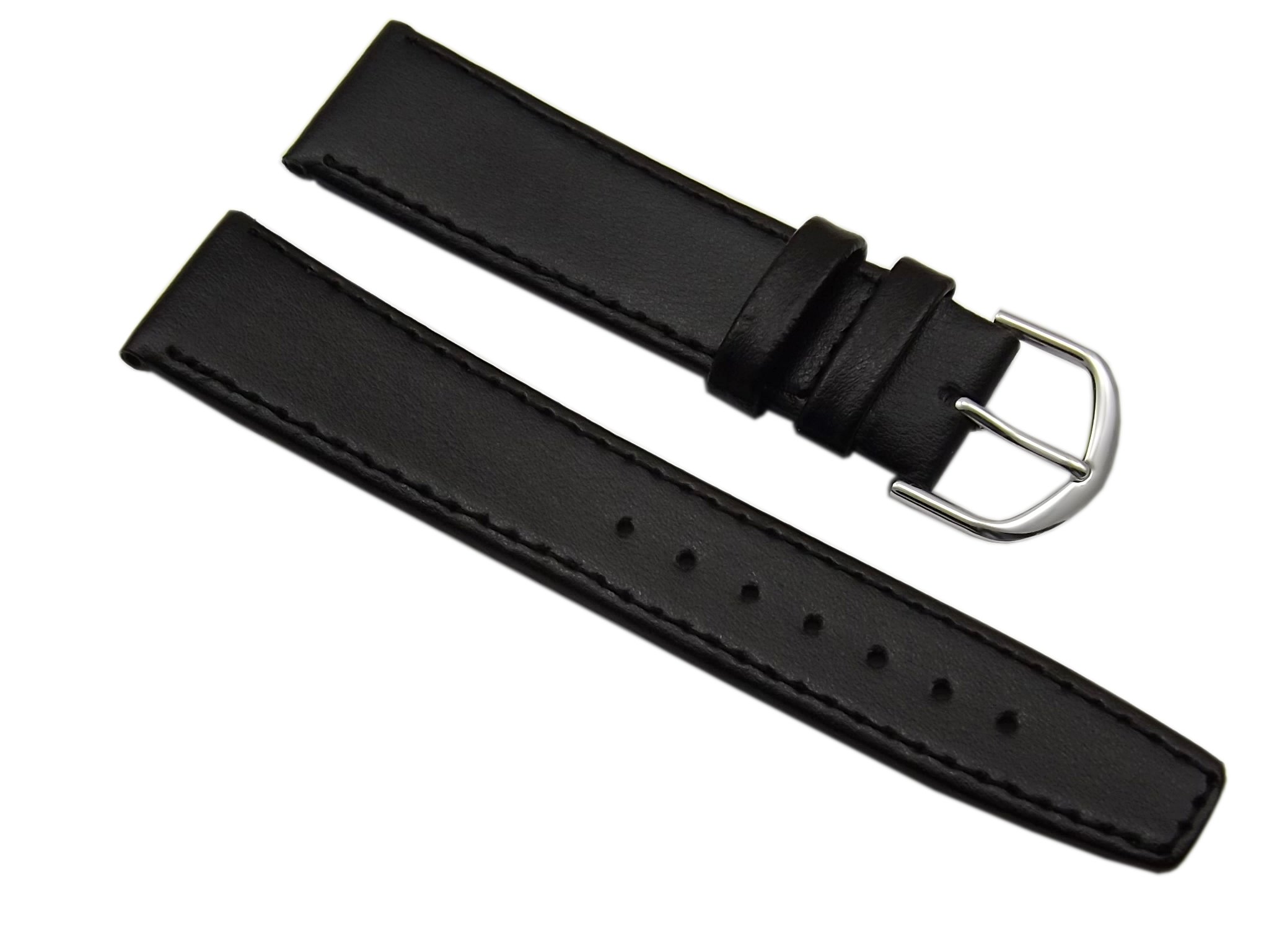 myledershop Uhrenarmbänder 20mm Pelle di vitello cinturino per orologio nero
