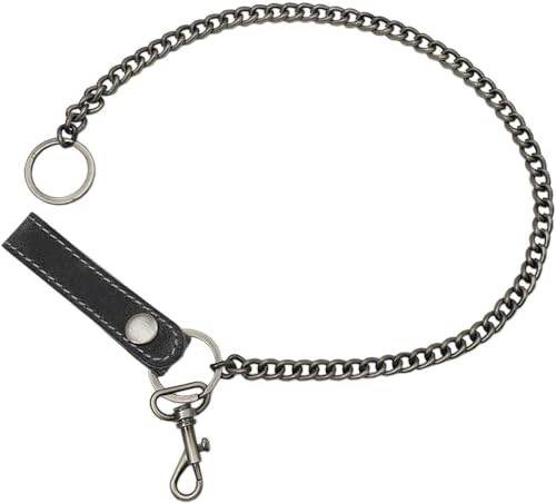 myledershop Gürtel-/Taschen catena per portafoglio grigia con passante in pelle
