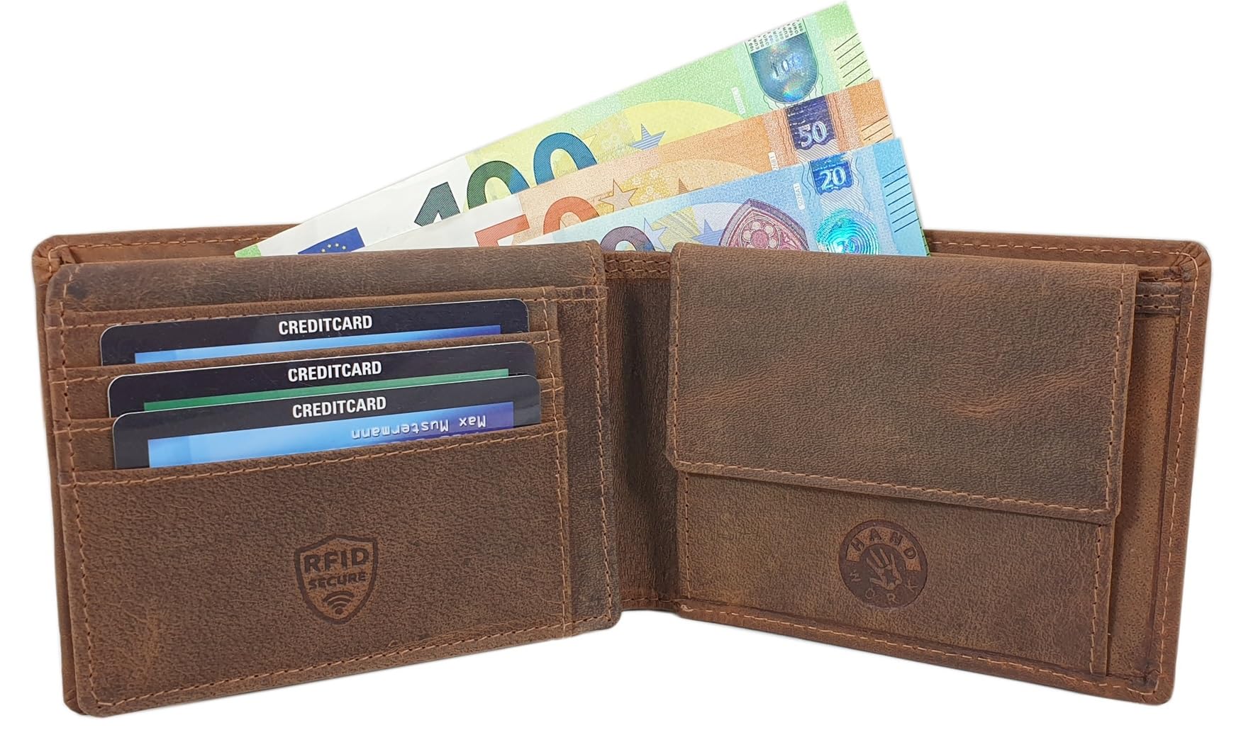 myledershop Herren Geldbörsen portafoglio Modello 2 formato orizzontale in pelle RFID