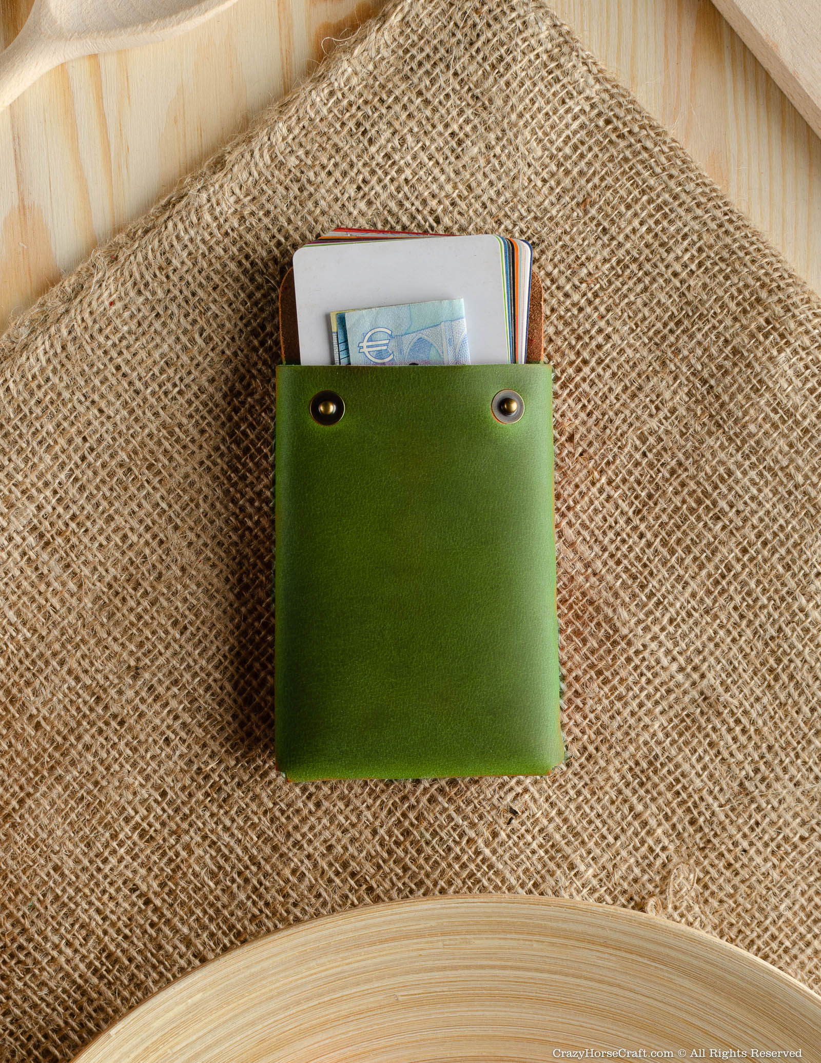 Crazy Horse Craft Minimalist Series Alpine Green portafoglio portacarte pelle