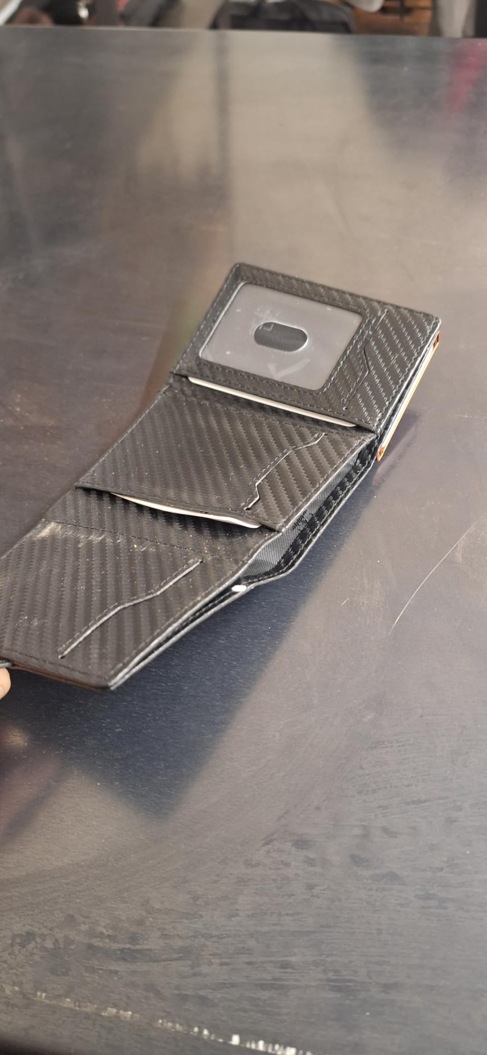 TENBST Card Holder portacarte uomo Nero/Arancione 10 carte RFID