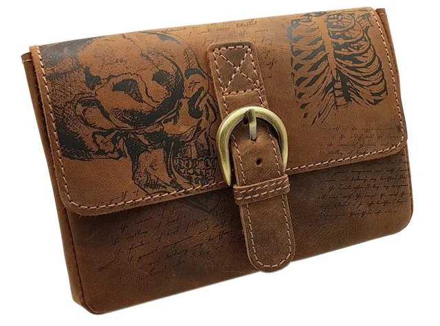 myledershop Gürtel-/Taschen marsupio orizzontale in pelle di bufalo cognac