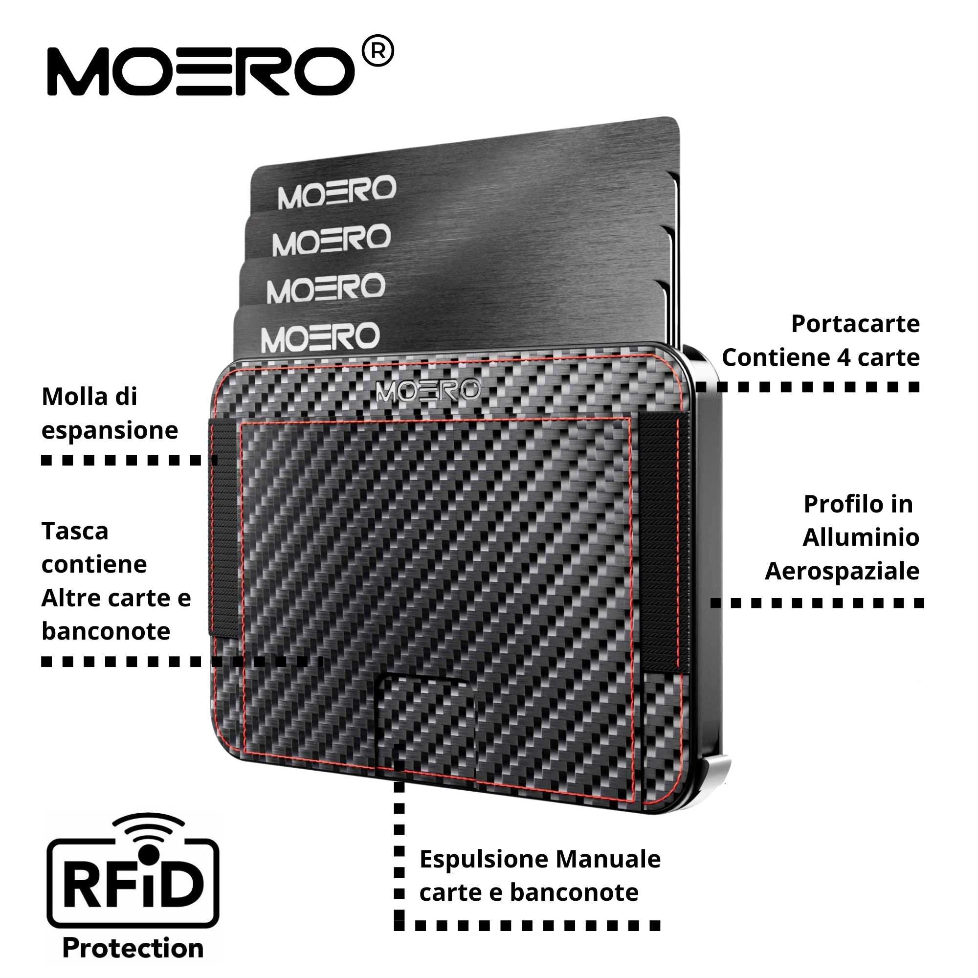 Moero Linea M2 M2 Pro portafoglio Racing Red MagSafe carbonio