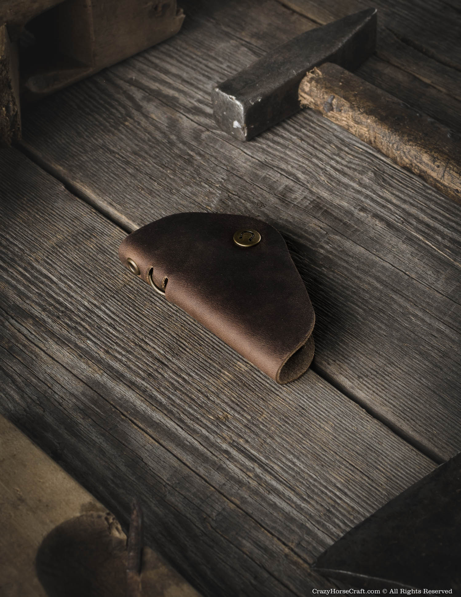 Crazy Horse Craft Key Holders portachiavi in pelle Wood Brown