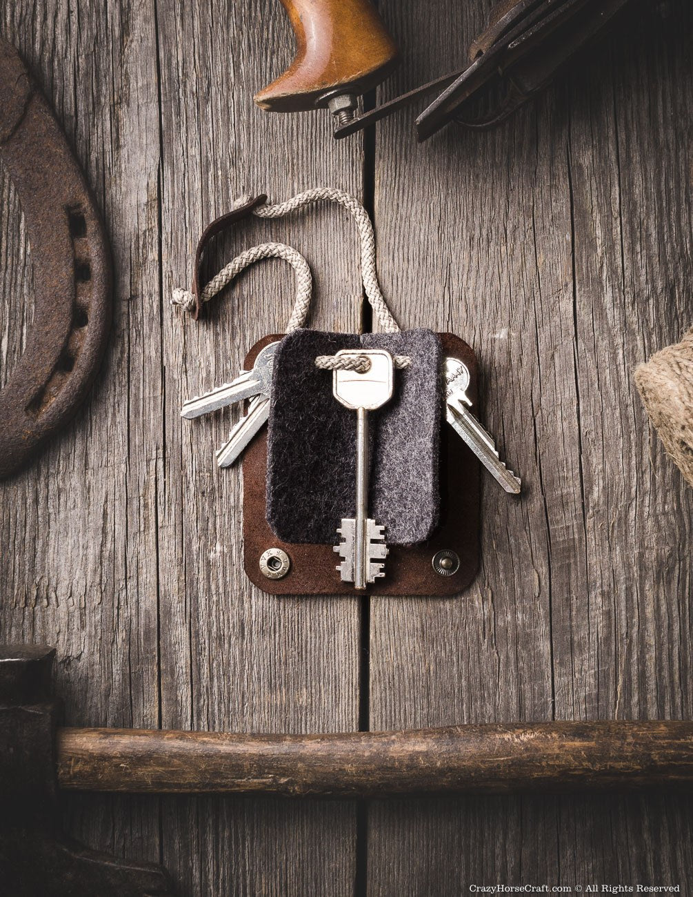 Crazy Horse Craft Key Holders portachiavi Wood Brown in pelle
