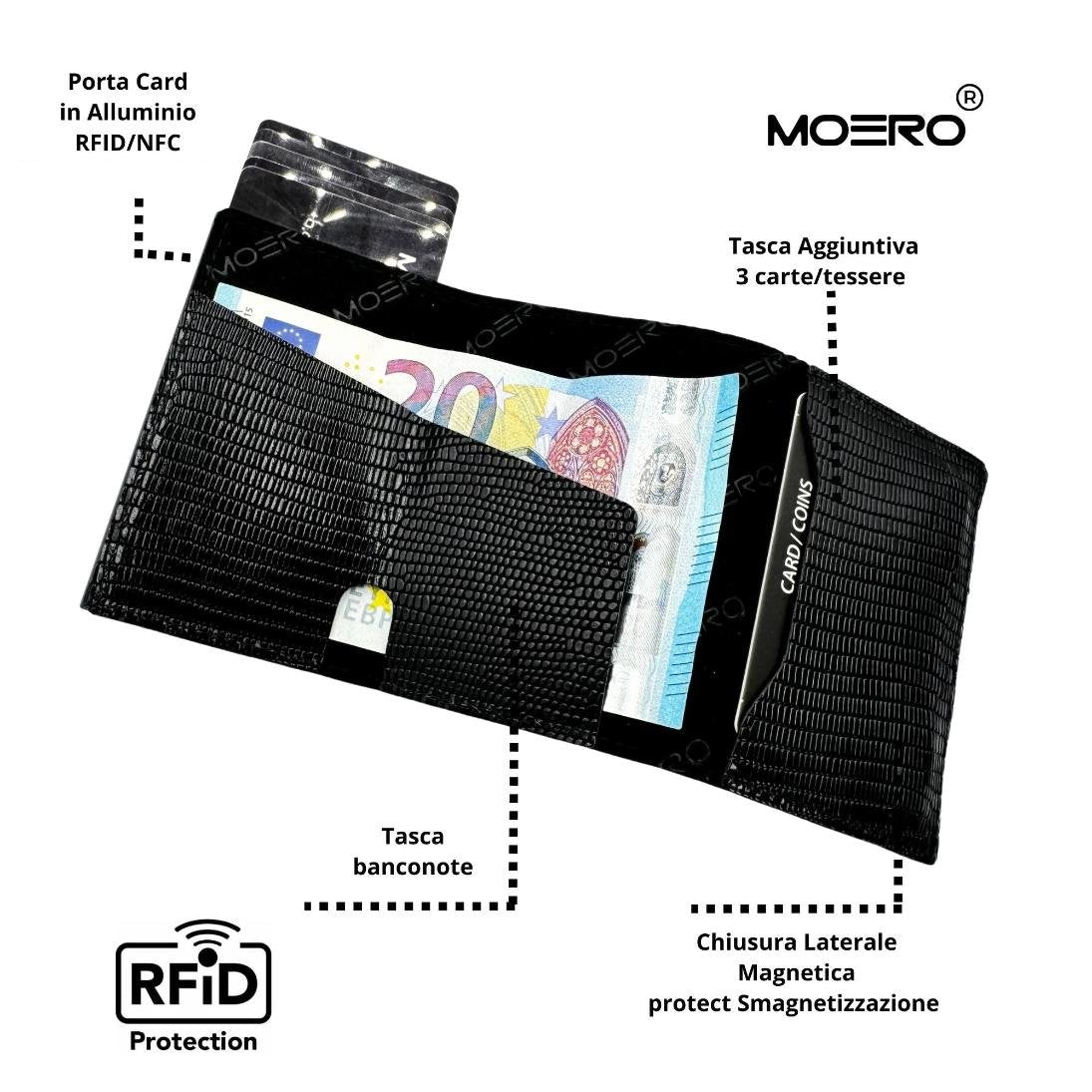 Moero Linea PRO PRO Snake Portafoglio Nero RFID stampa Snake