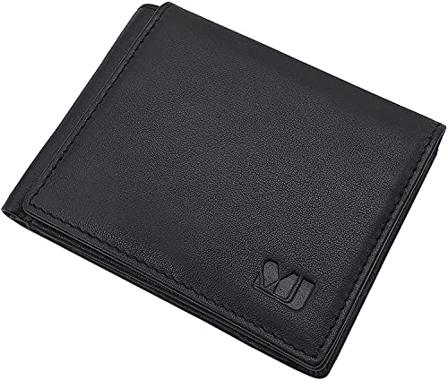 myledershop Herren Geldbörsen portafoglio da uomo nero in pelle di vitello RFID