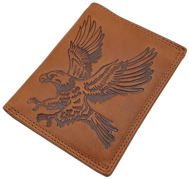 myledershop Herren Geldbörsen Modello 1 formato verticale portafoglio RFID cognac