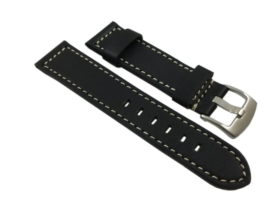 myledershop Uhrenarmbänder cinturino orologio 22 mm nero in pelle