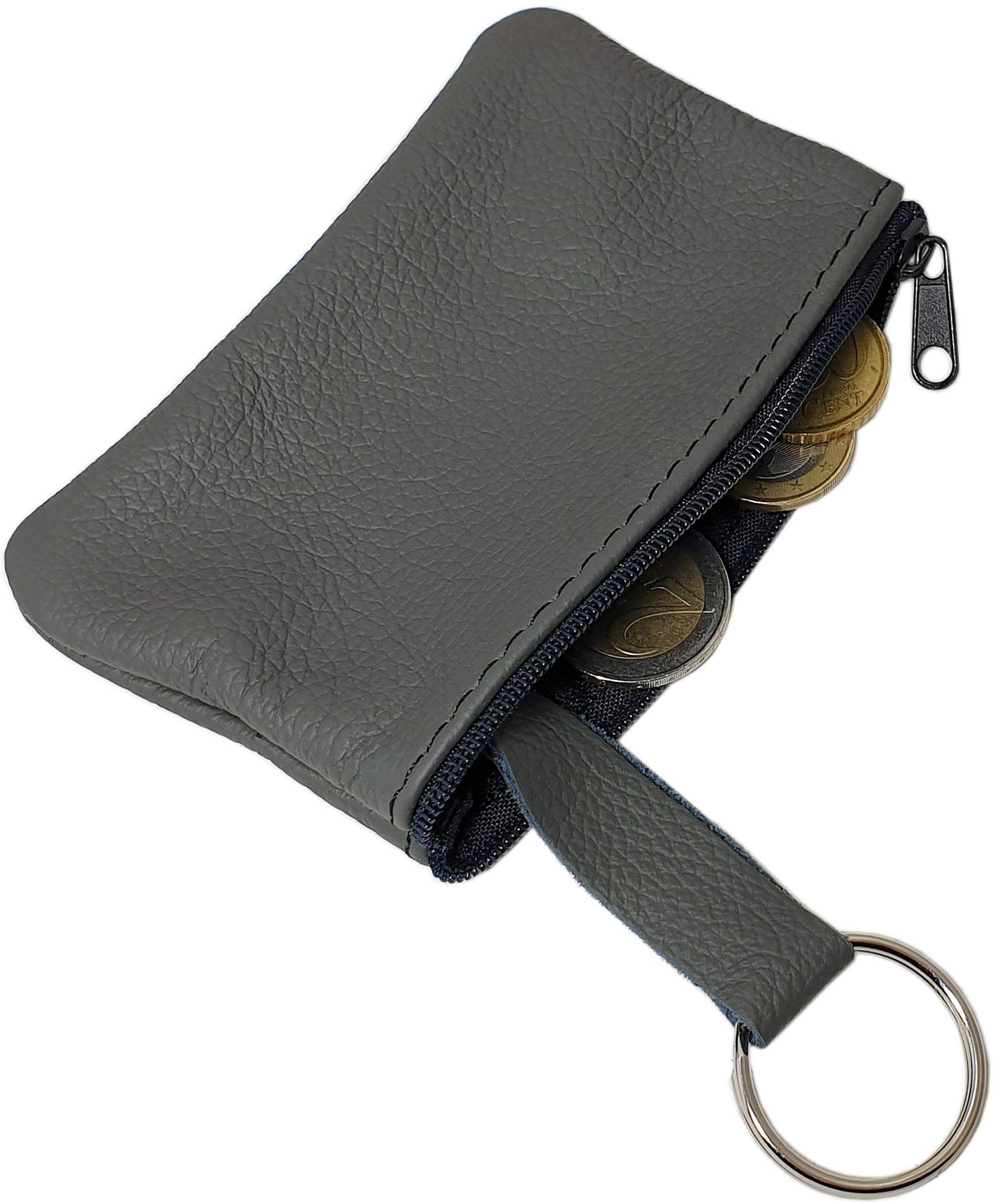 myledershop Schlüsseltaschen portachiavi in pelle nero con zip