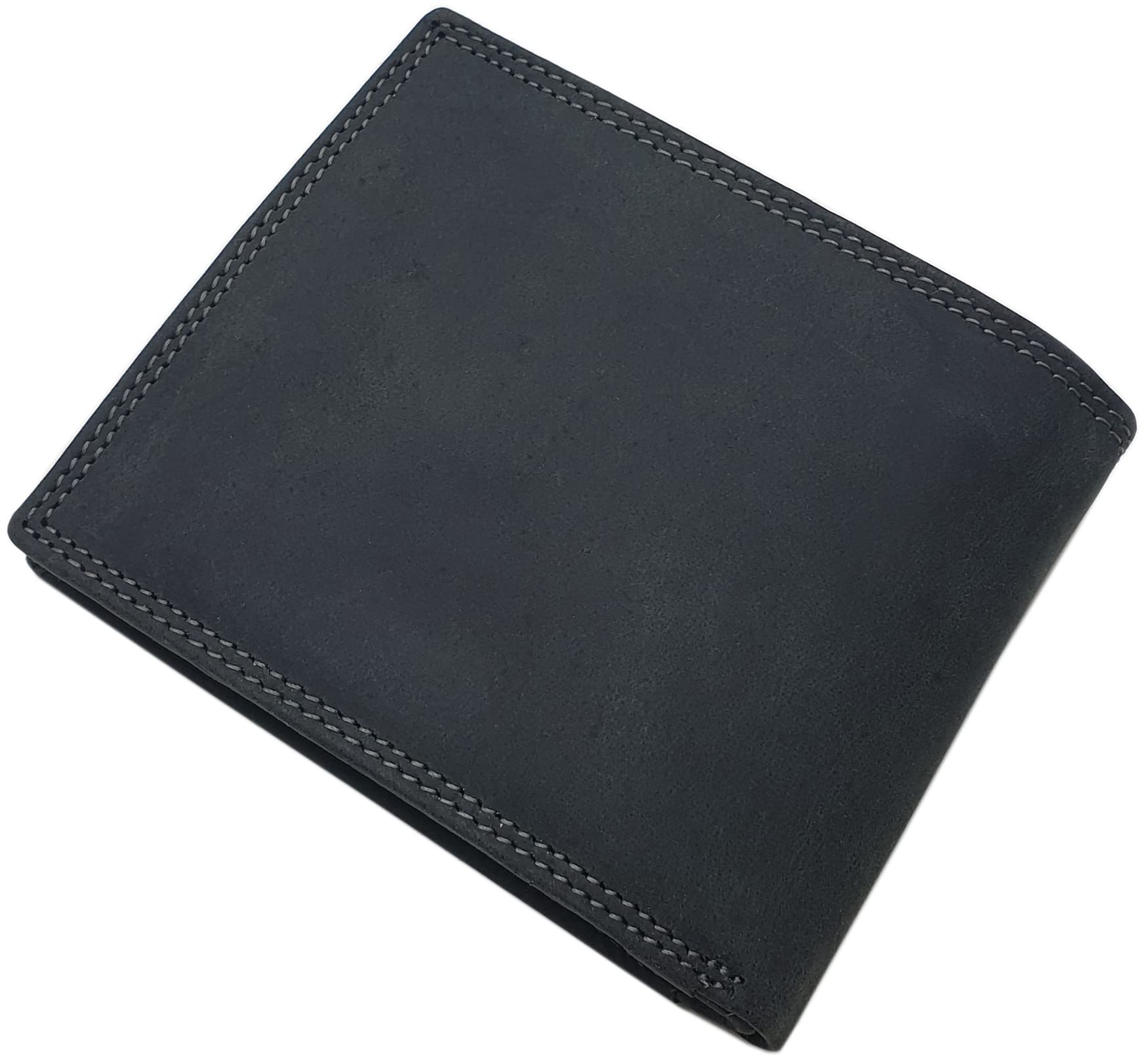 myledershop Herren Geldbörsen portafoglio bufalo orizzontale nero RFID