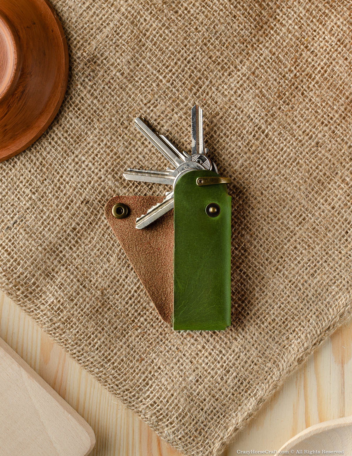 Crazy Horse Craft Minimalist Series Cases portafoglio custodia e portachiavi Alpine Green