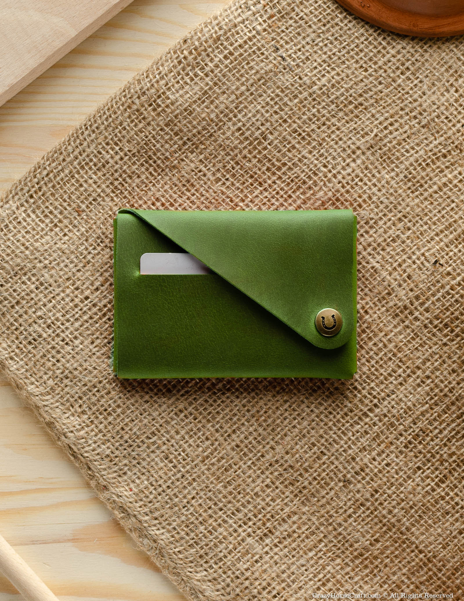 Crazy Horse Craft Minimalist Series Alpine Green portafoglio portacarte pelle