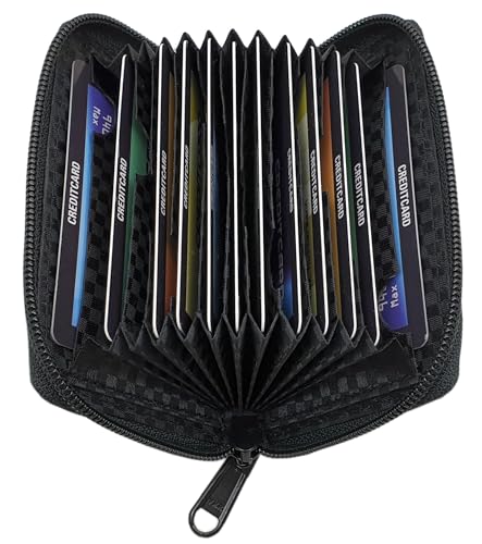 myledershop Kredit- und Visitenkartenetuis Vacchetta porta carte 13 scomparti nero RFID