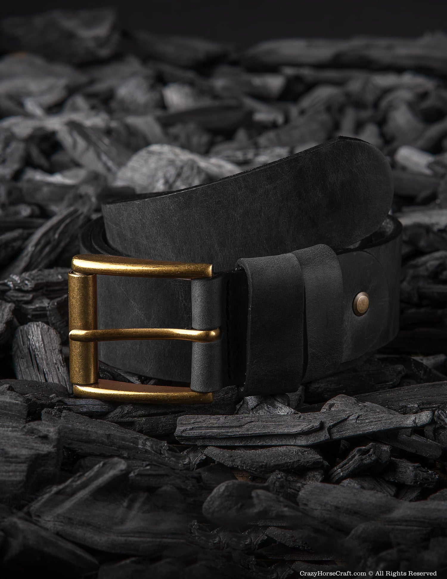 Crazy Horse Craft Belts cintura in pelle nera carbon black