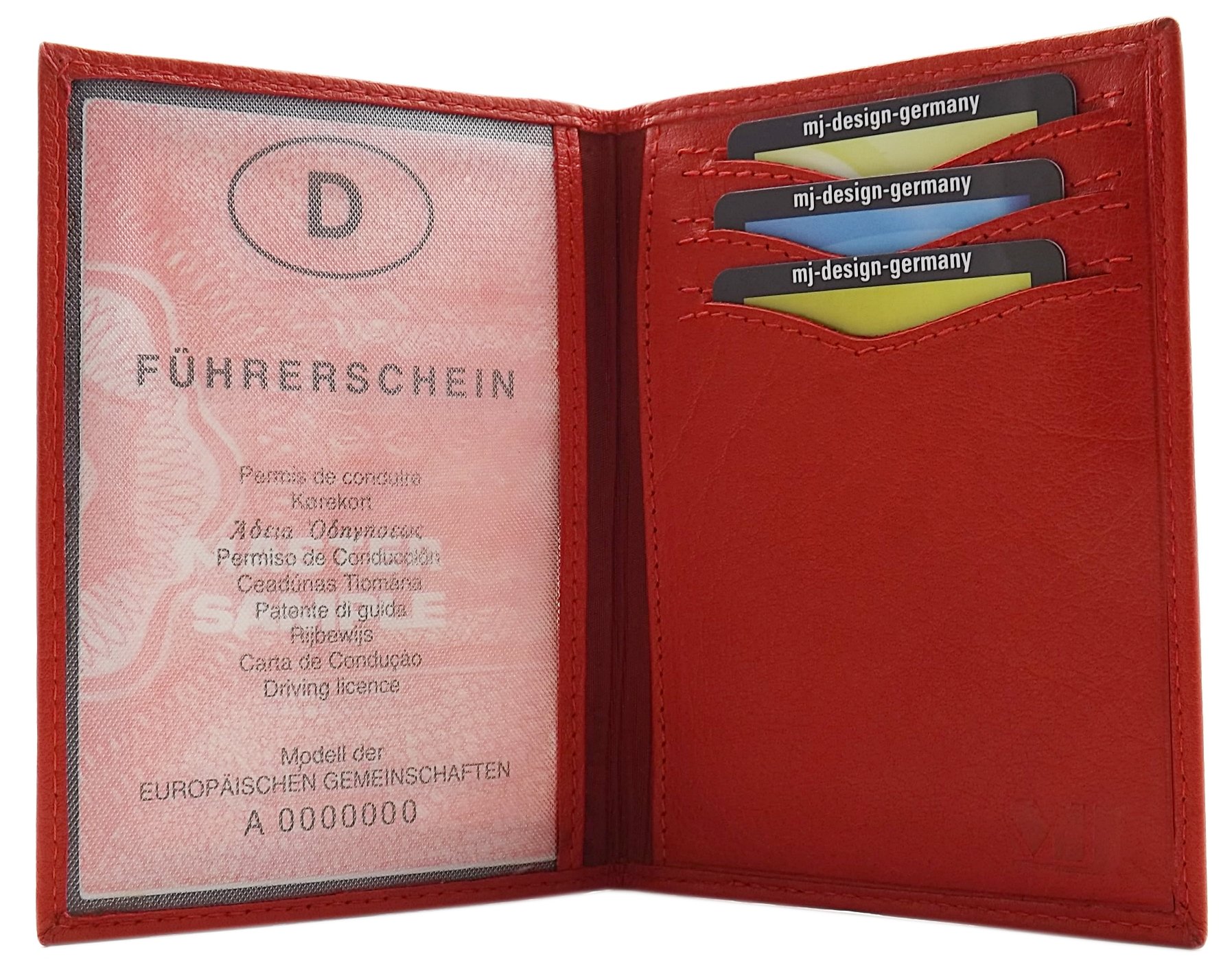 myledershop Karten- und Ausweisetuis porta carte d'identità rosso